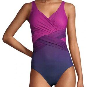 Lands' End SlenderSuit Tummy Control Chlorine-Resistant 1 piece Swimsuit 16